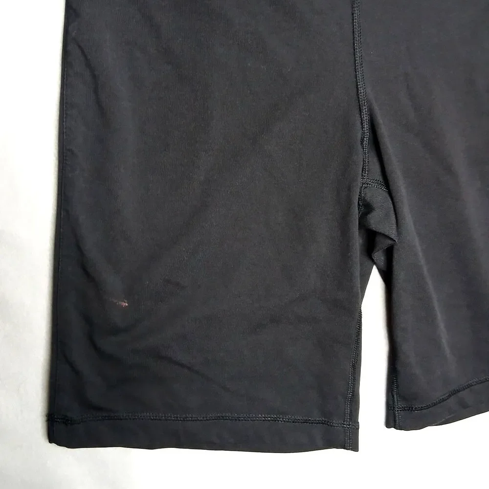 Nike Dri-fit Bike Shorts Long Athletic Workout Stretch Black Yellow Womens Med